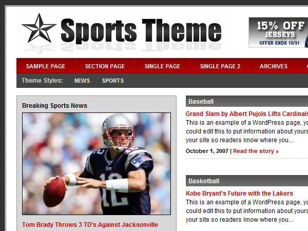 Revolution Sports theme websites examples