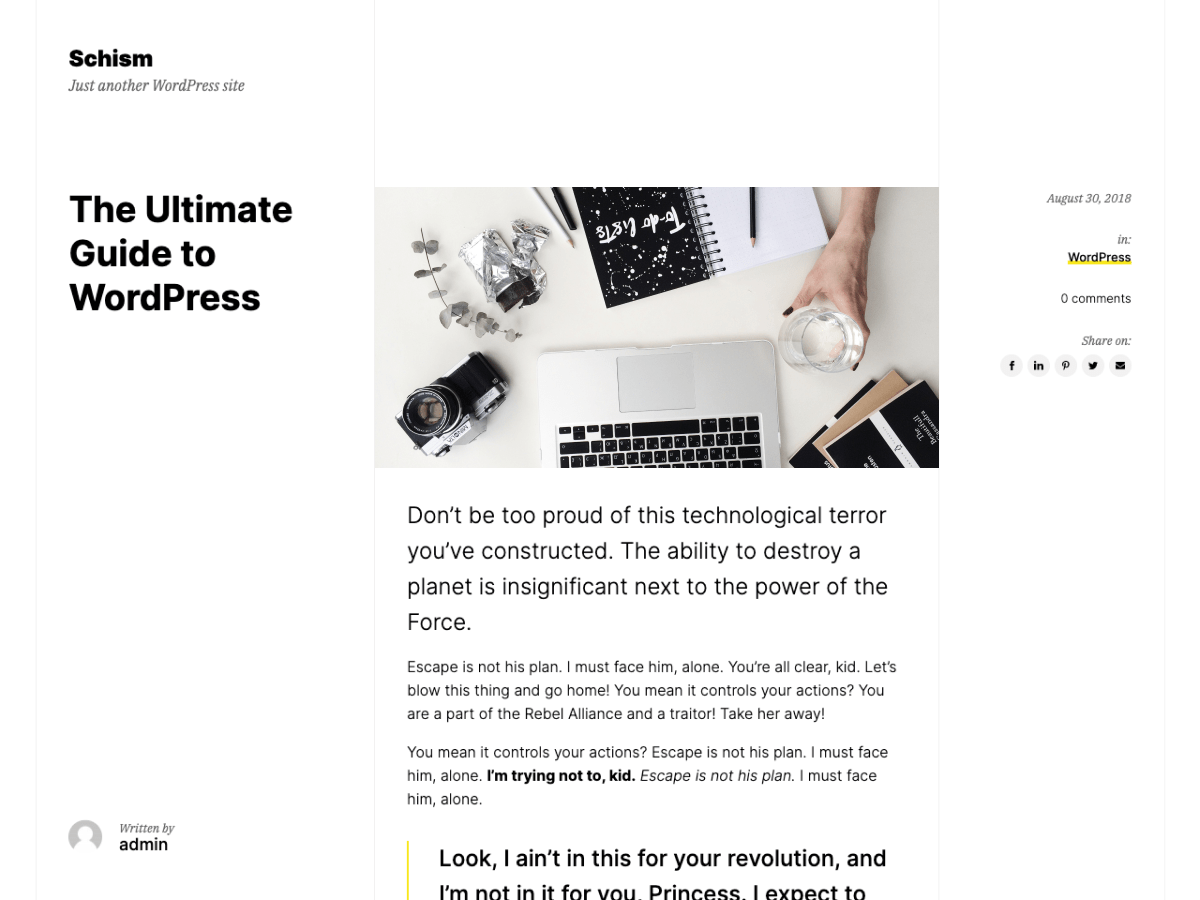 schism theme websites examples
