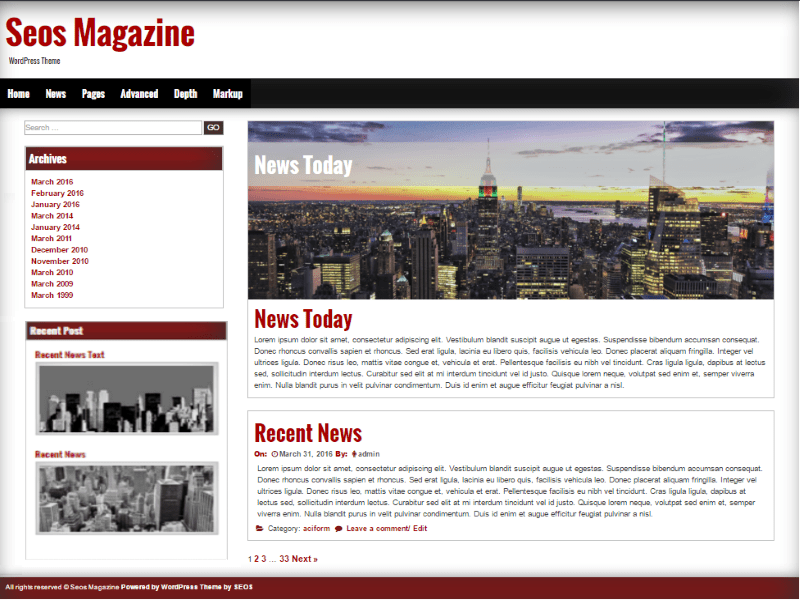 Seos Magazine theme websites examples