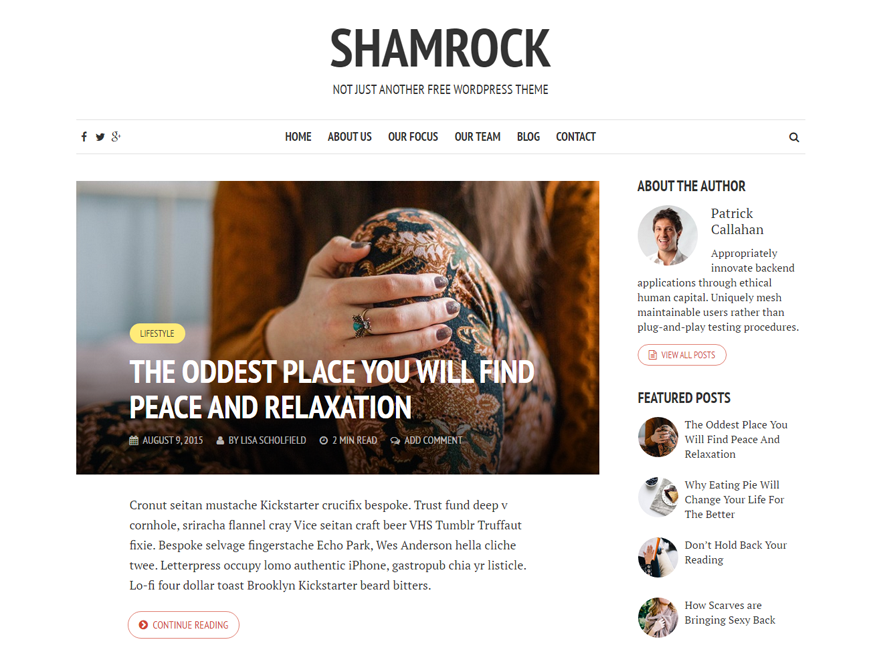 Shamrock website example screenshot