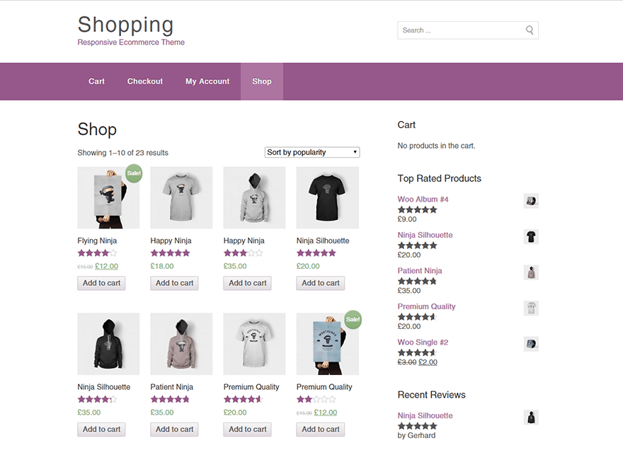 Shopping website example screenshot