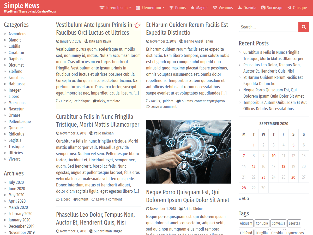 simple-news theme websites examples