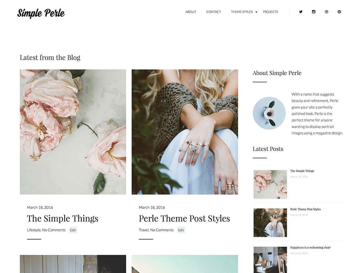 Simple Perle theme websites examples