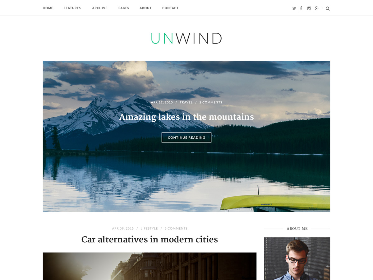 SiteOrigin Unwind website example screenshot