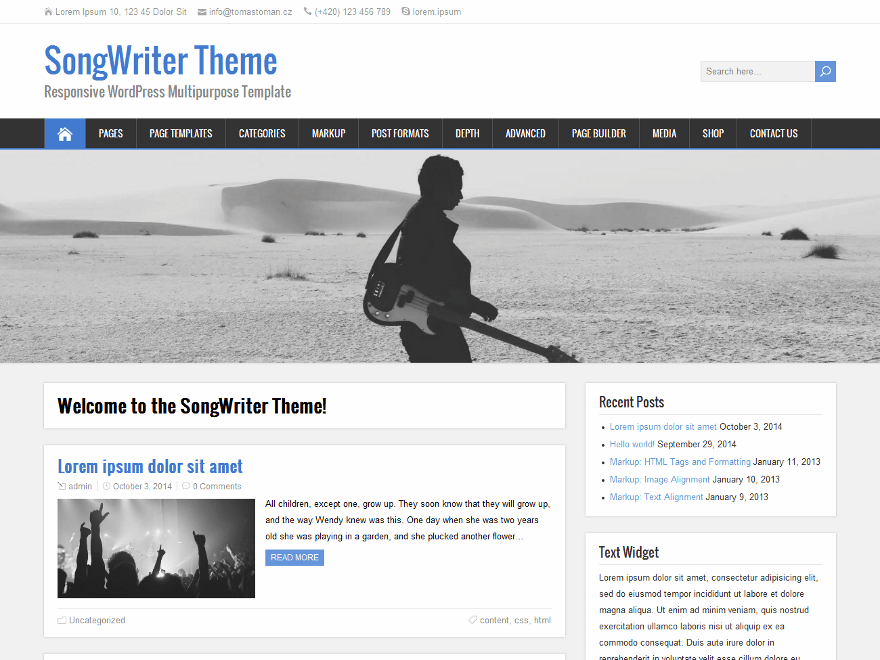 SongWriter website example screenshot