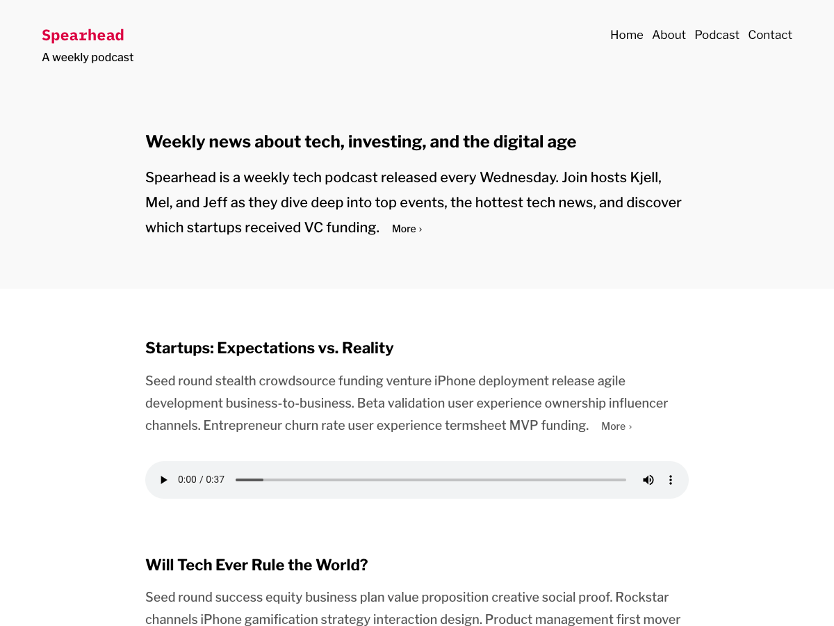 spearhead theme websites examples