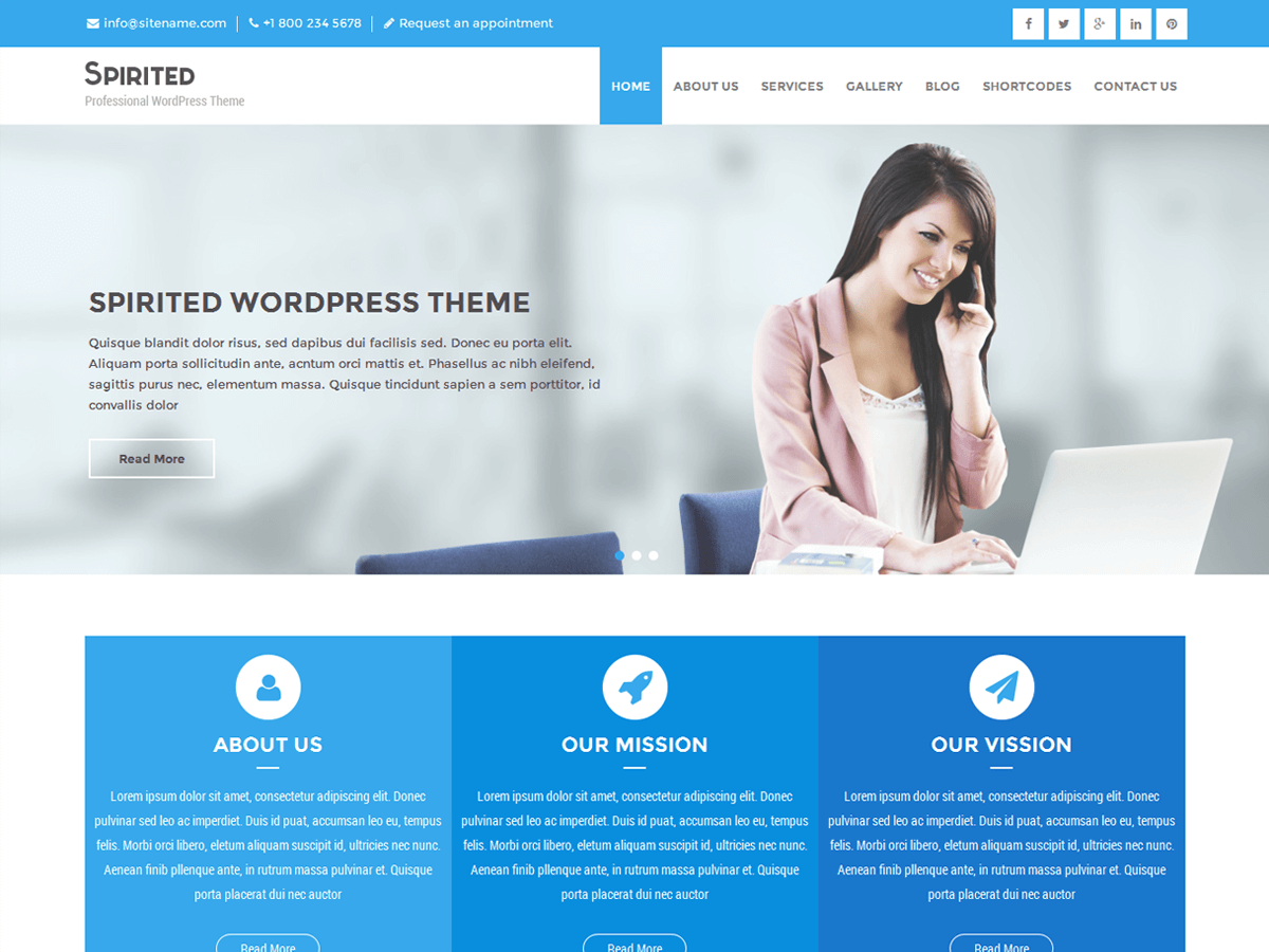 Spirited Lite theme websites examples