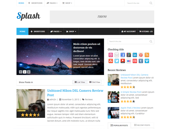 Splash website example screenshot