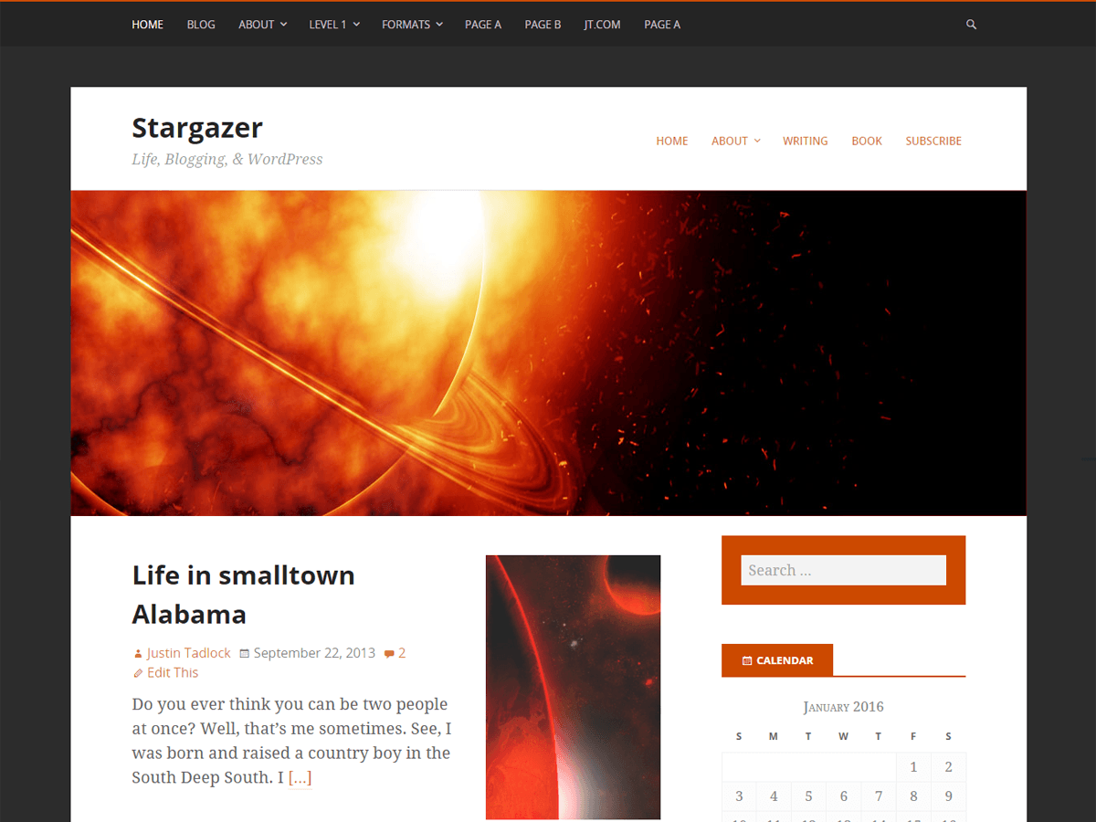 Stargazer website example screenshot