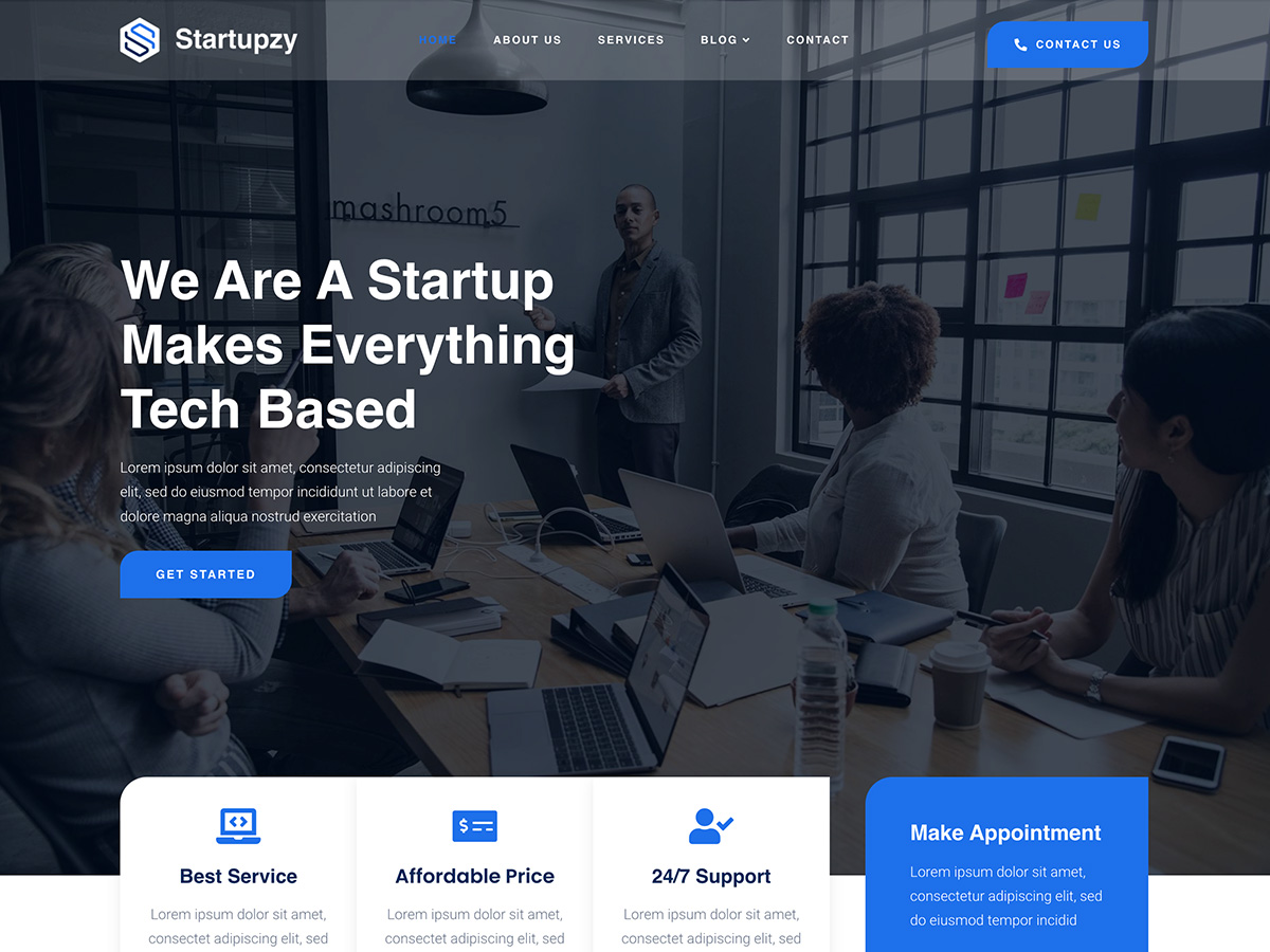 startupzy theme websites examples