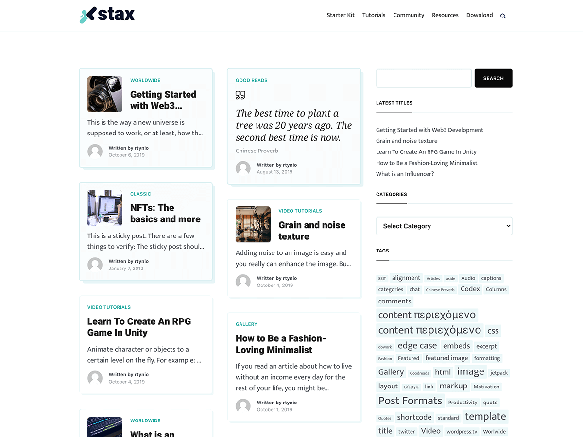 stax theme websites examples