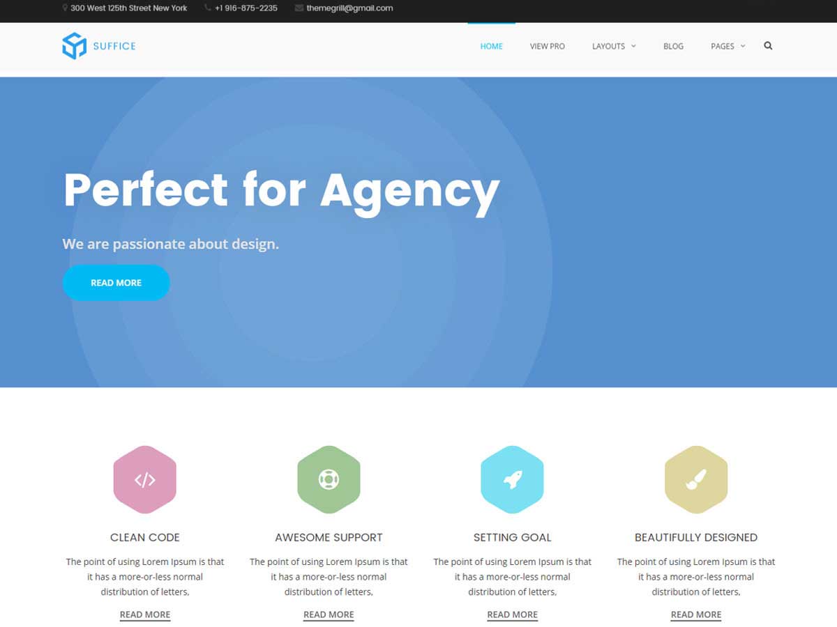 Suffice theme websites examples