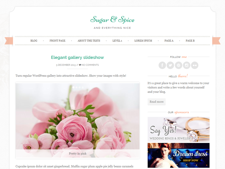 Sugar and Spice theme websites examples