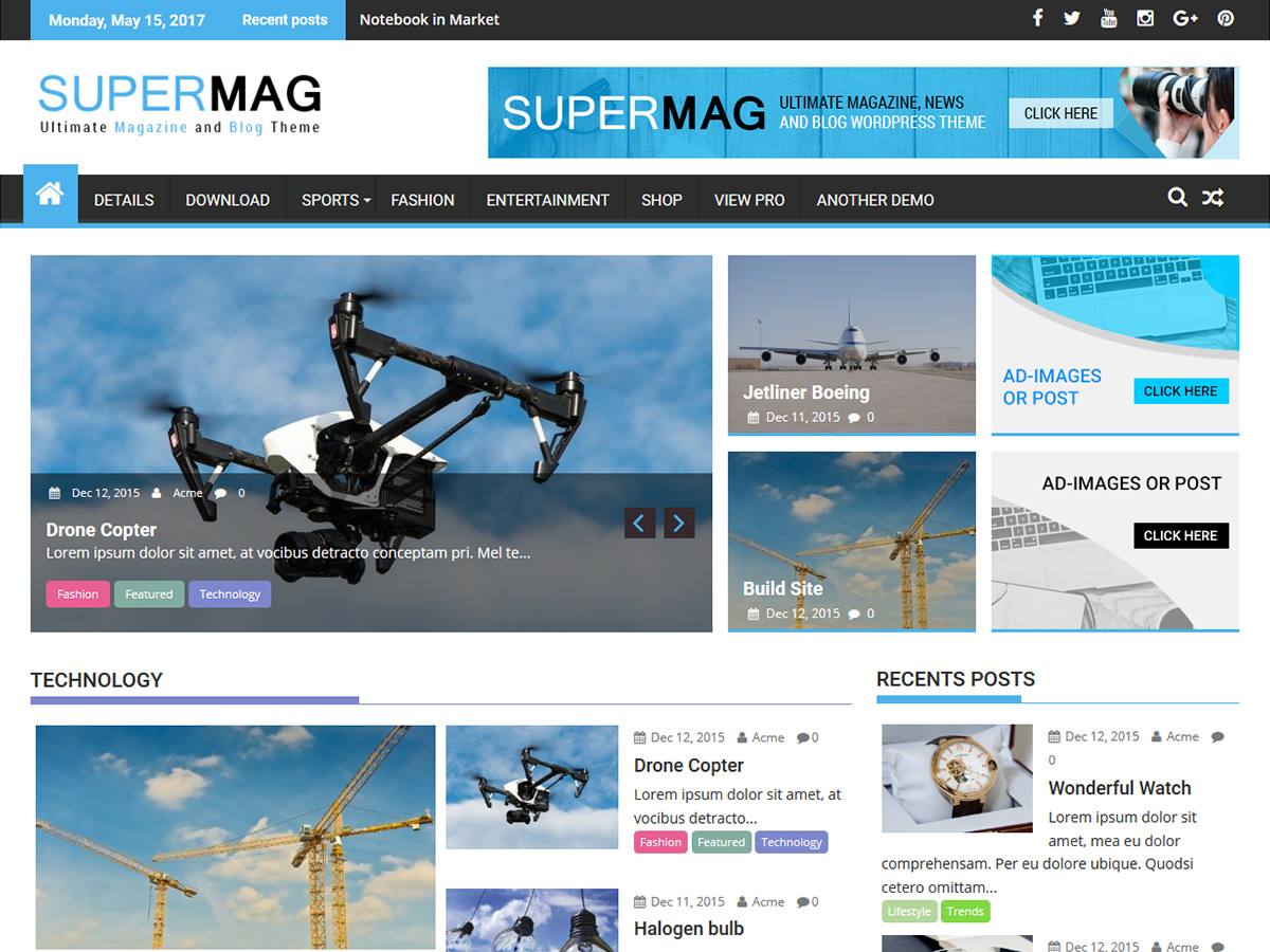 SuperMag website example screenshot