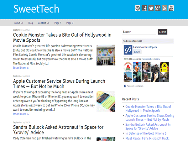 Sweet Tech theme websites examples