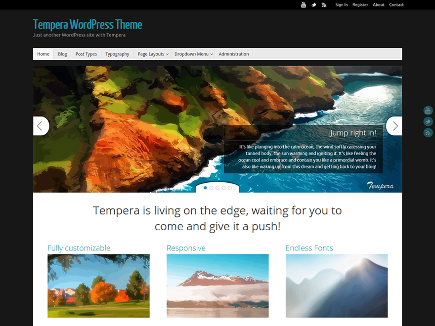 Tempera website example screenshot