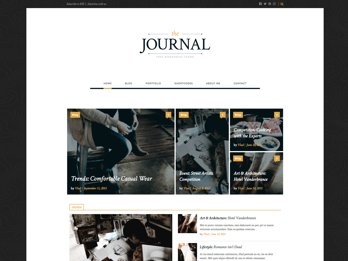 The Journal theme websites examples