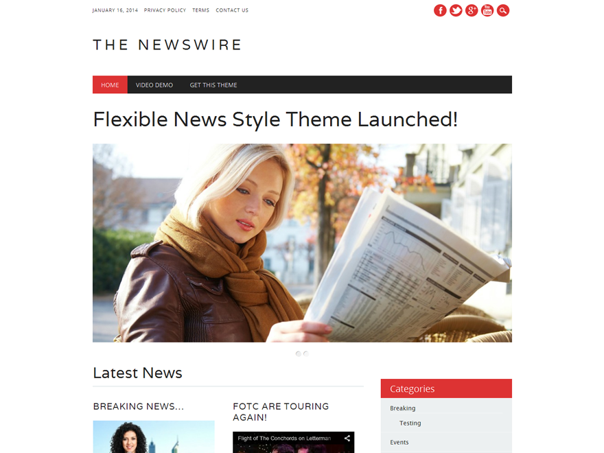 The Newswire website example screenshot