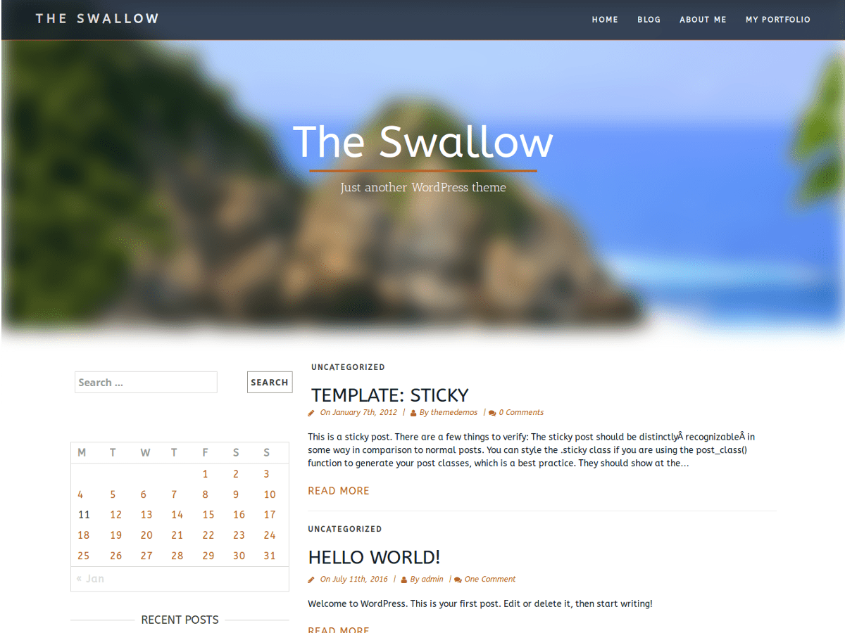 The Swallow theme websites examples