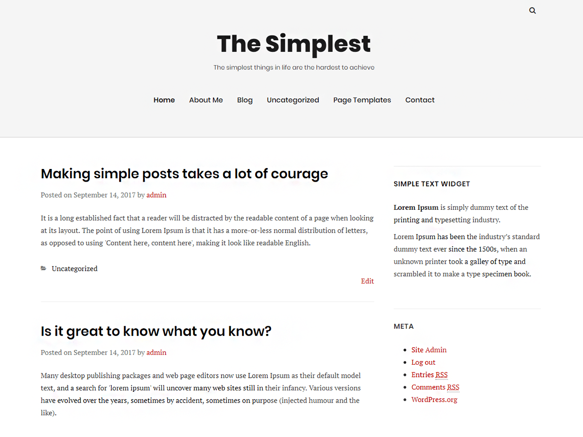 thesimplest theme websites examples
