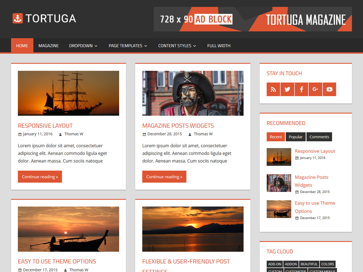Tortuga website example screenshot
