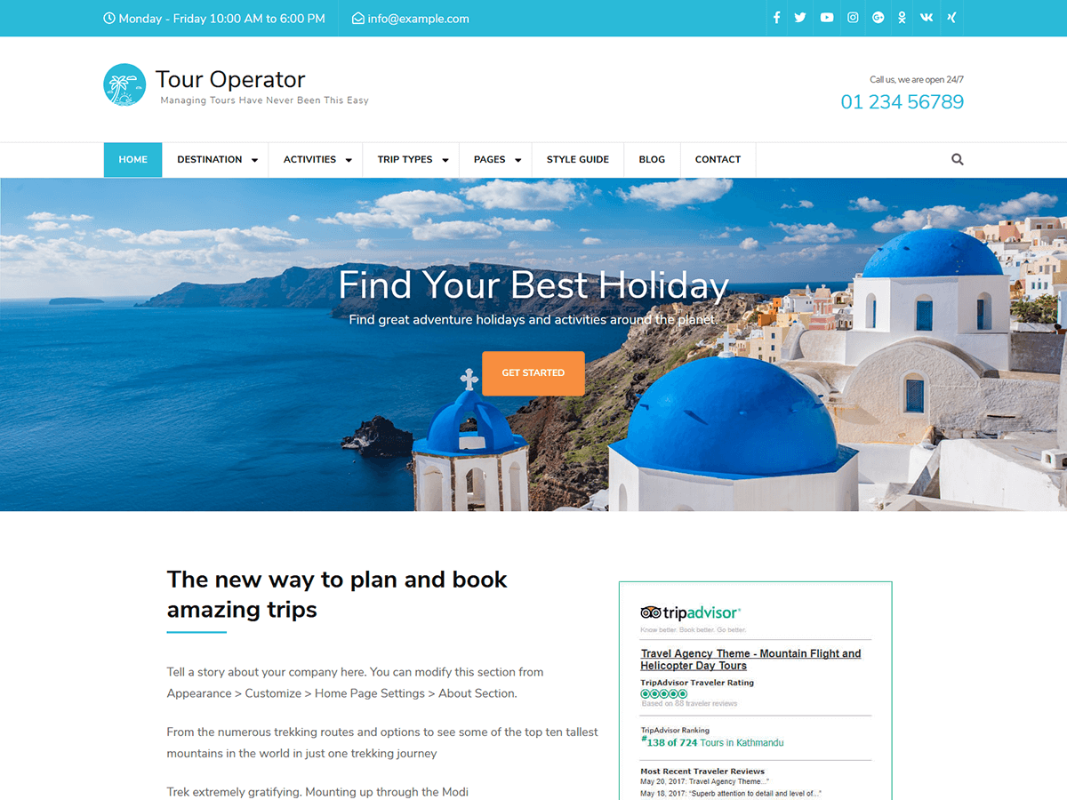 tour-operator theme websites examples