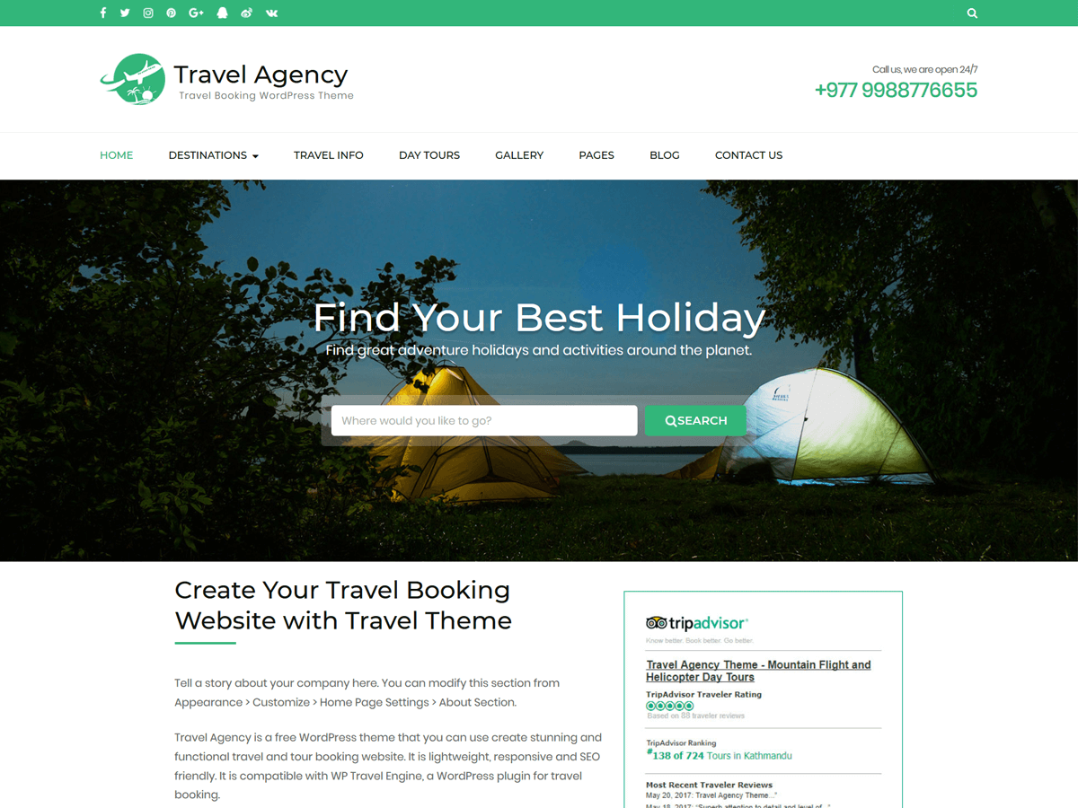 Travel Agency theme websites examples