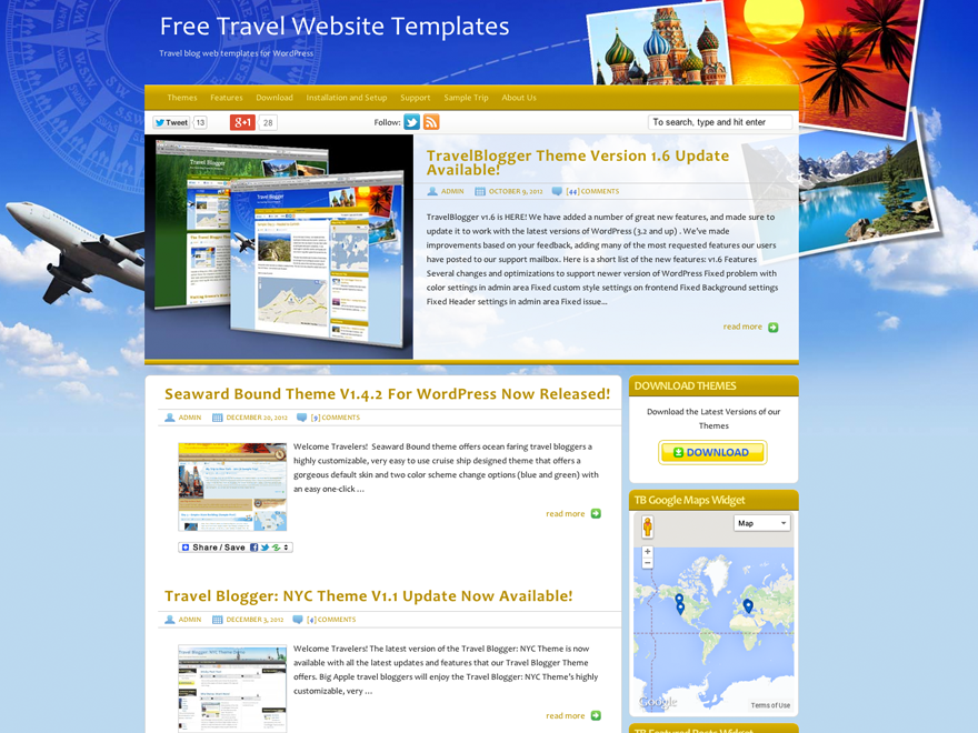 Travel Blogger website example screenshot