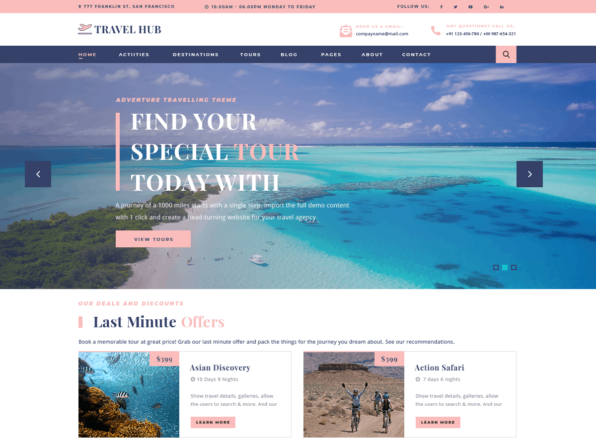 travel-hub theme websites examples