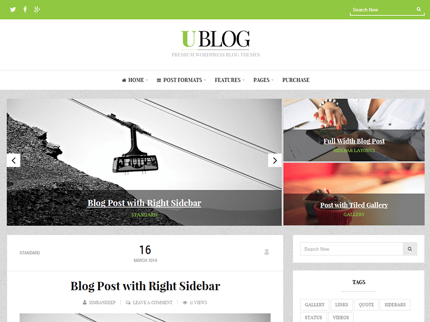 UBlog theme websites examples