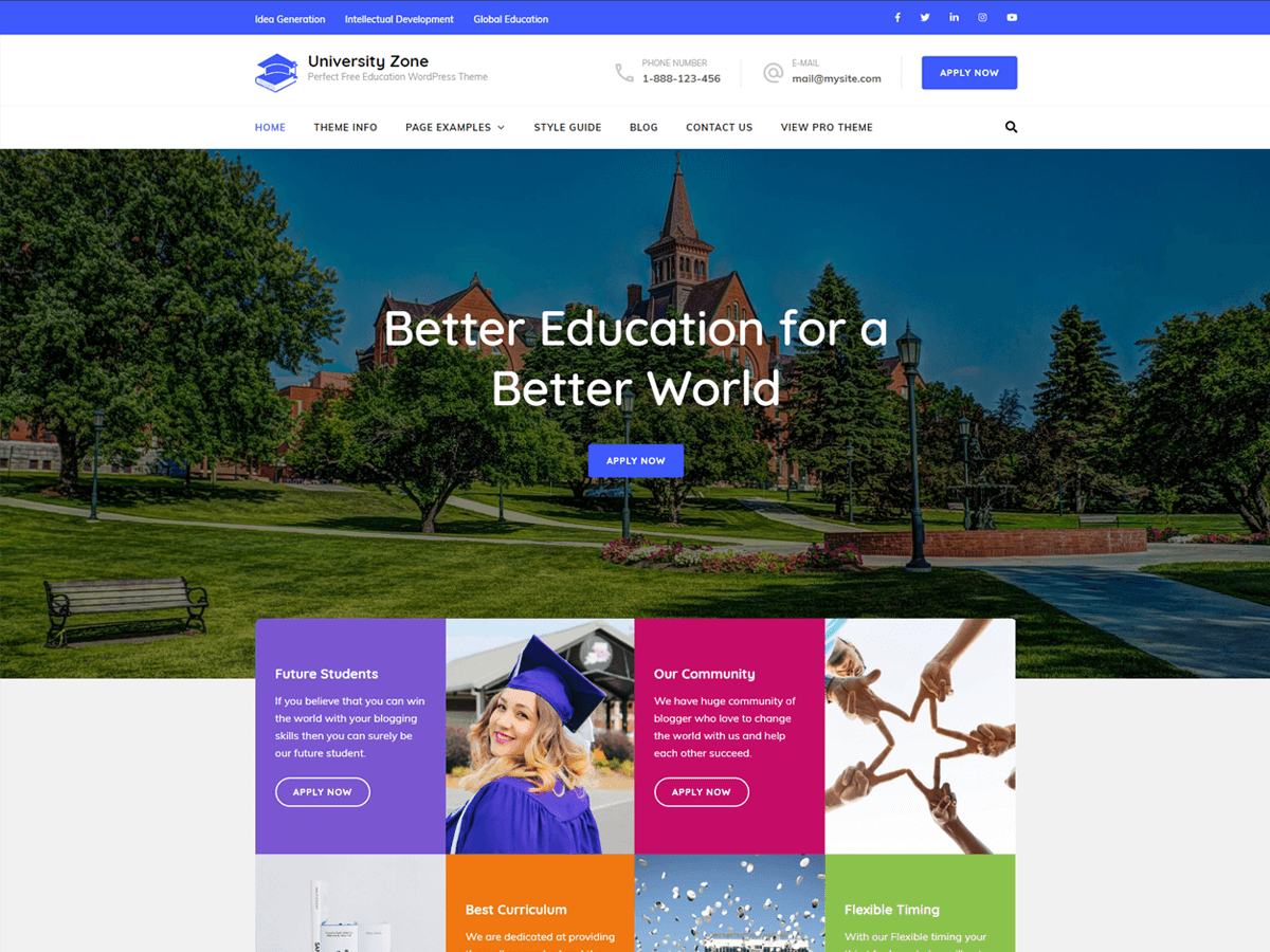 university-zone theme websites examples