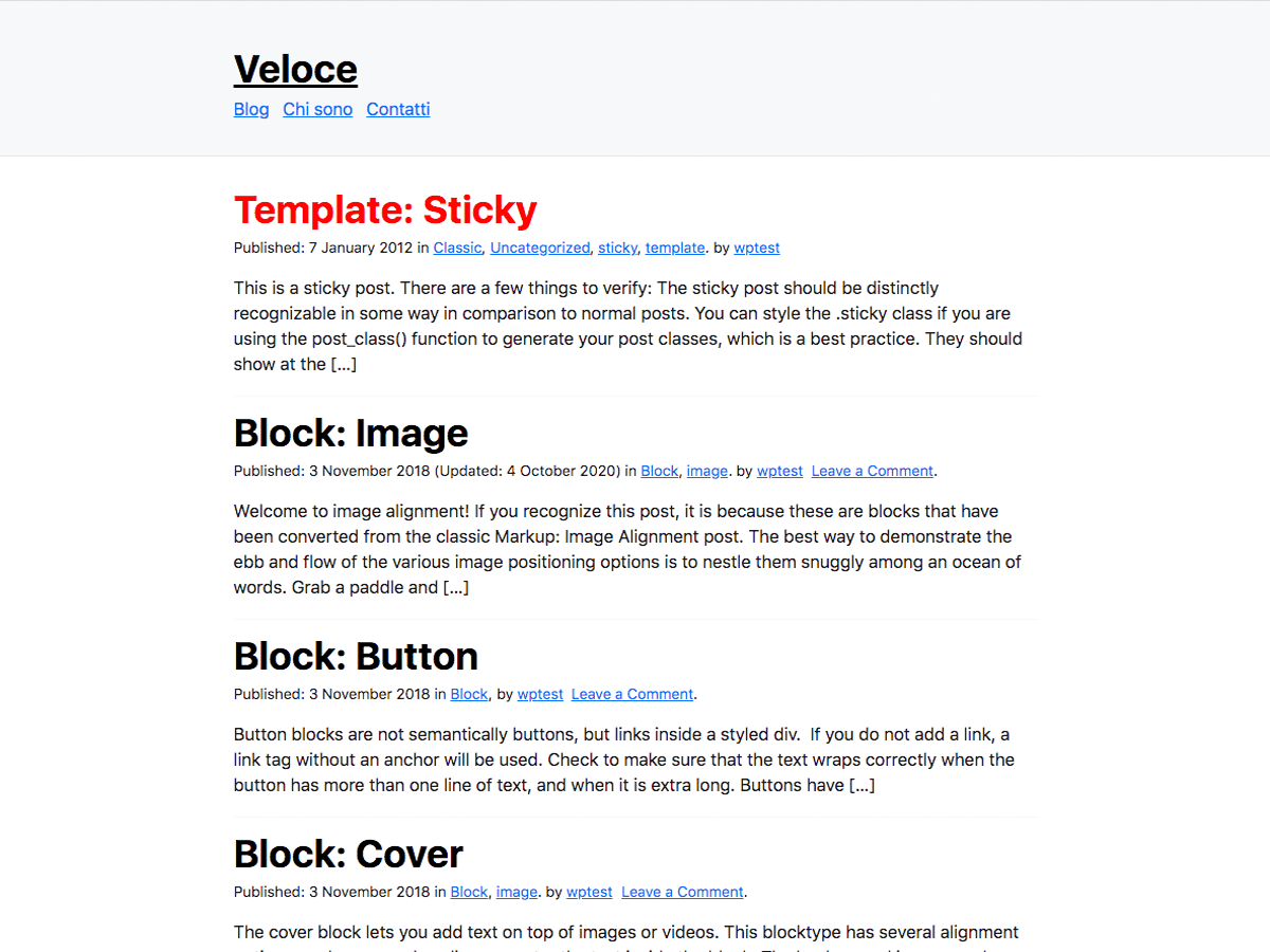 Veloce theme websites examples