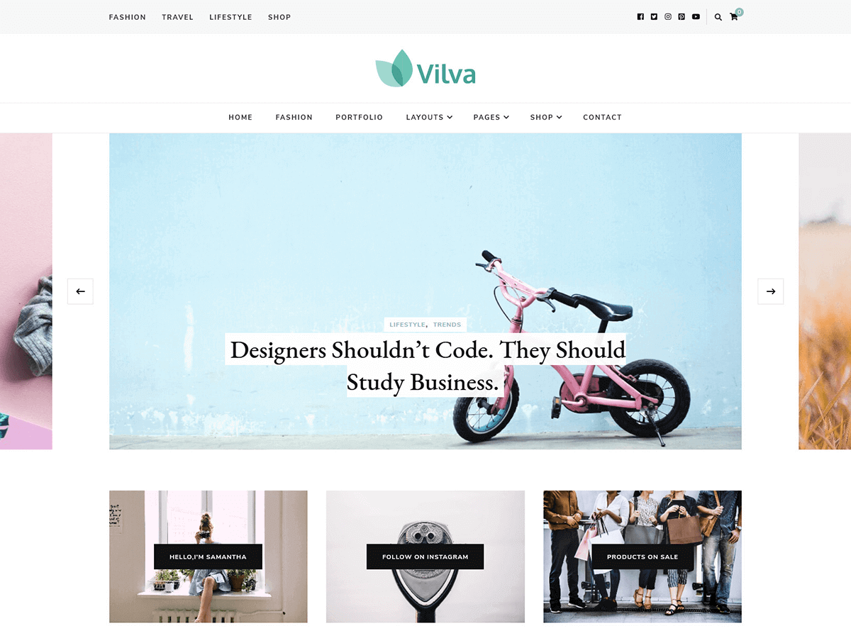 Vilva website example screenshot