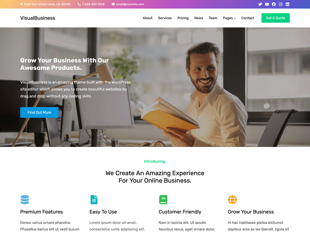 visualbusiness WordPress theme, websites list used visualbusiness theme visualbusiness theme websites examples