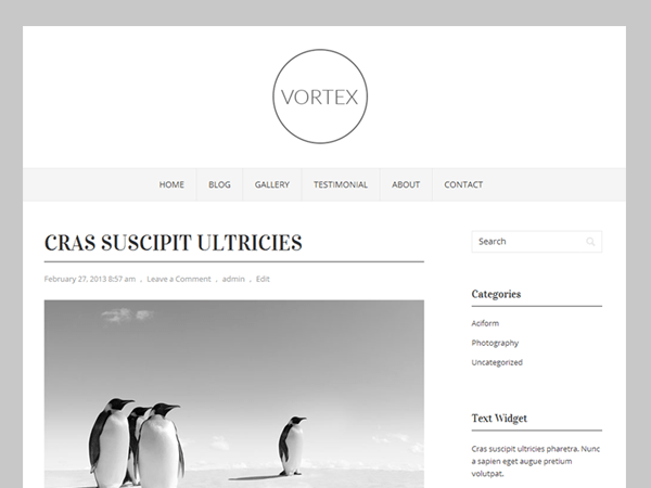 Vortex website example screenshot