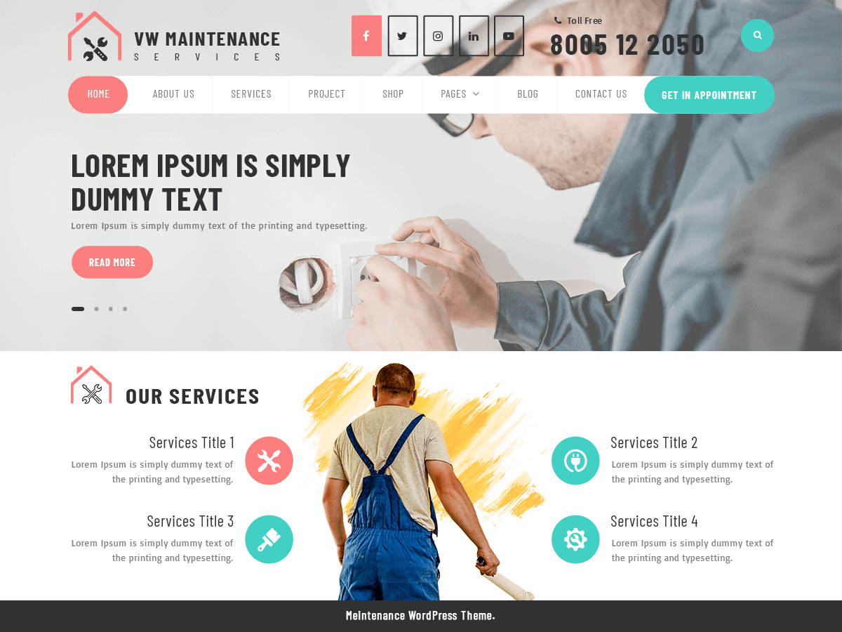 VW Maintenance Services theme websites examples