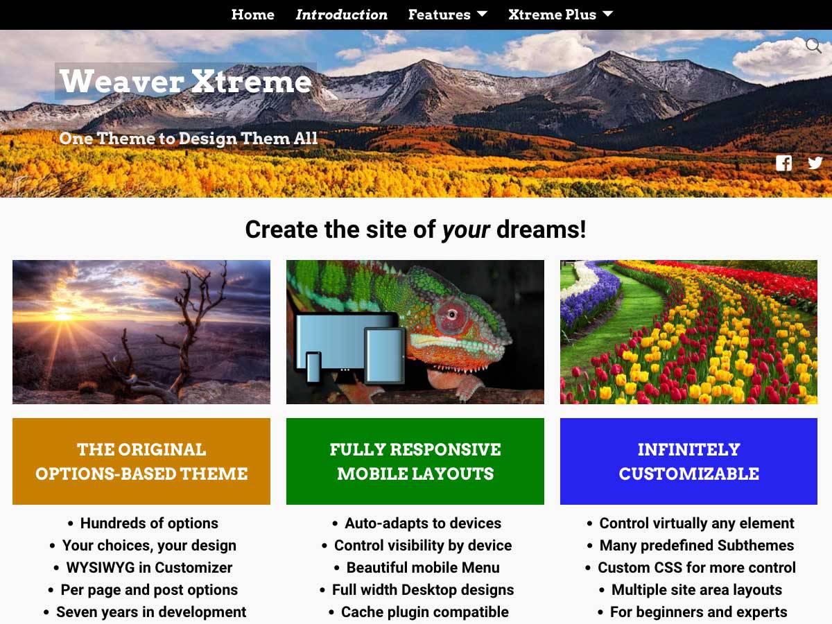 Weaver Xtreme theme websites examples