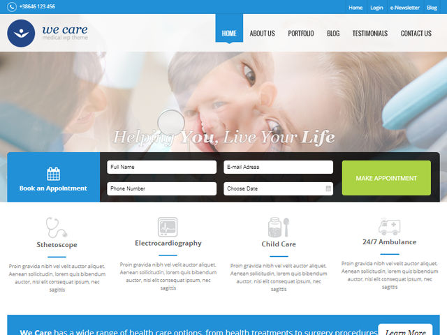 wecare theme websites examples