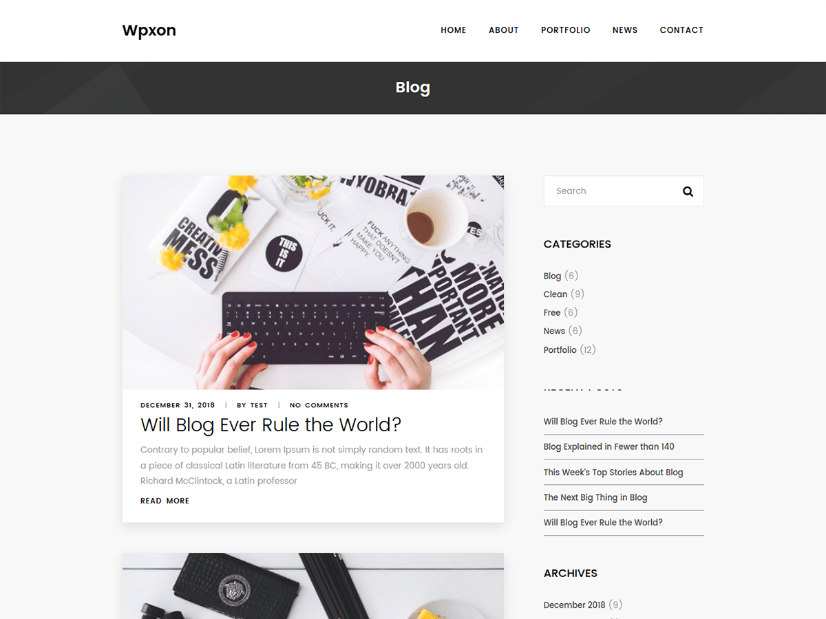 wpxon-blog theme websites examples