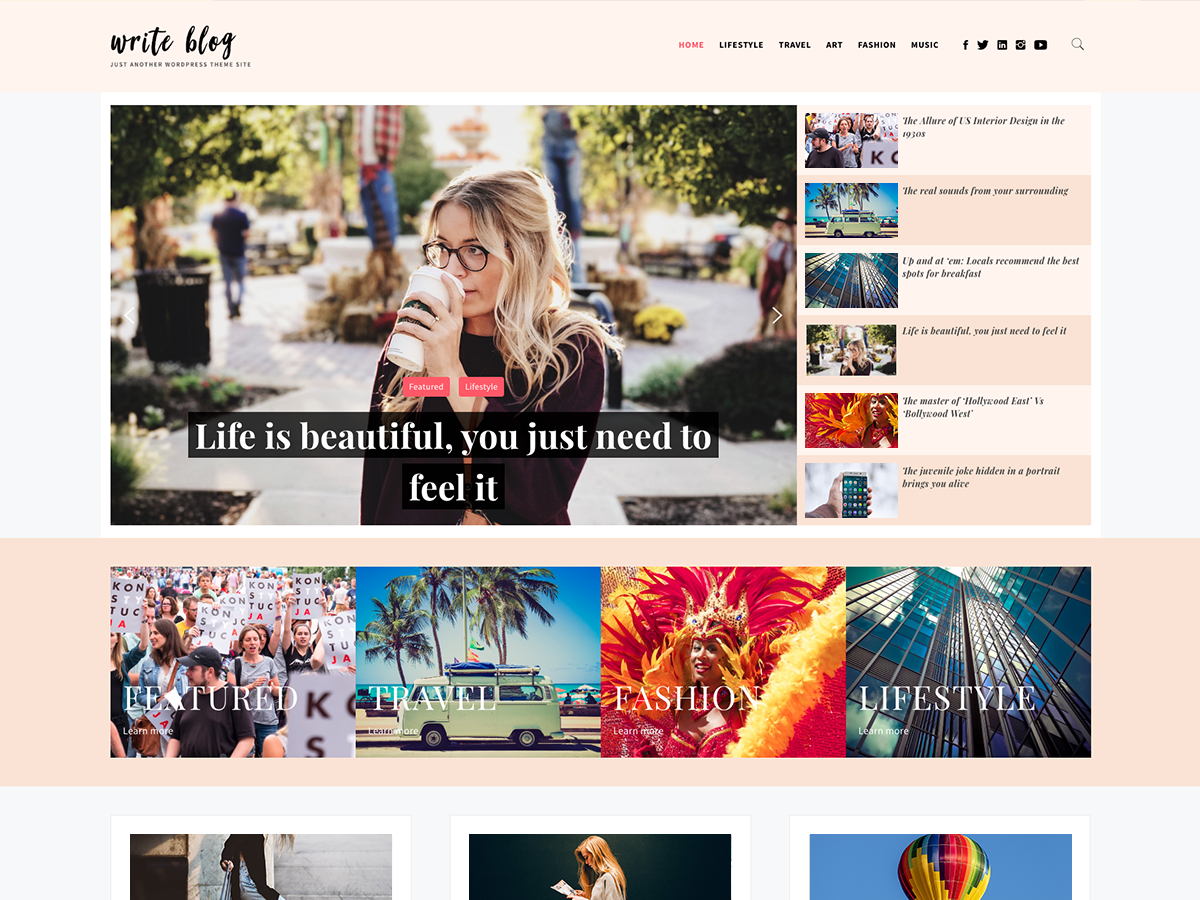 write-blog theme websites examples