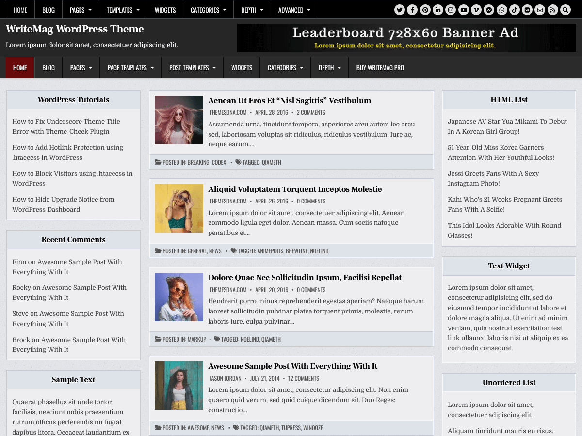 writemag WordPress theme, websites list used writemag theme writemag theme websites examples