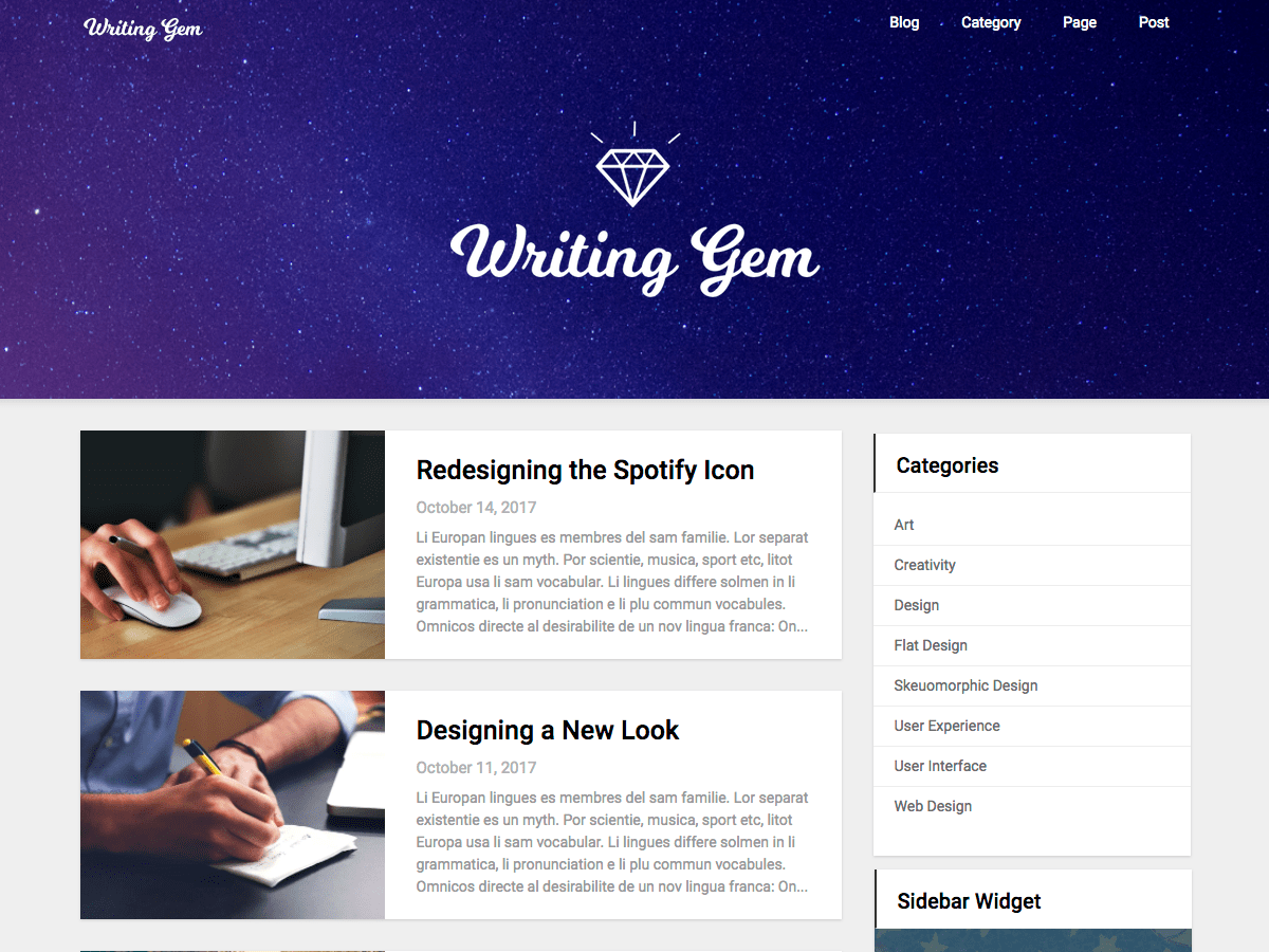 writing-gem theme websites examples