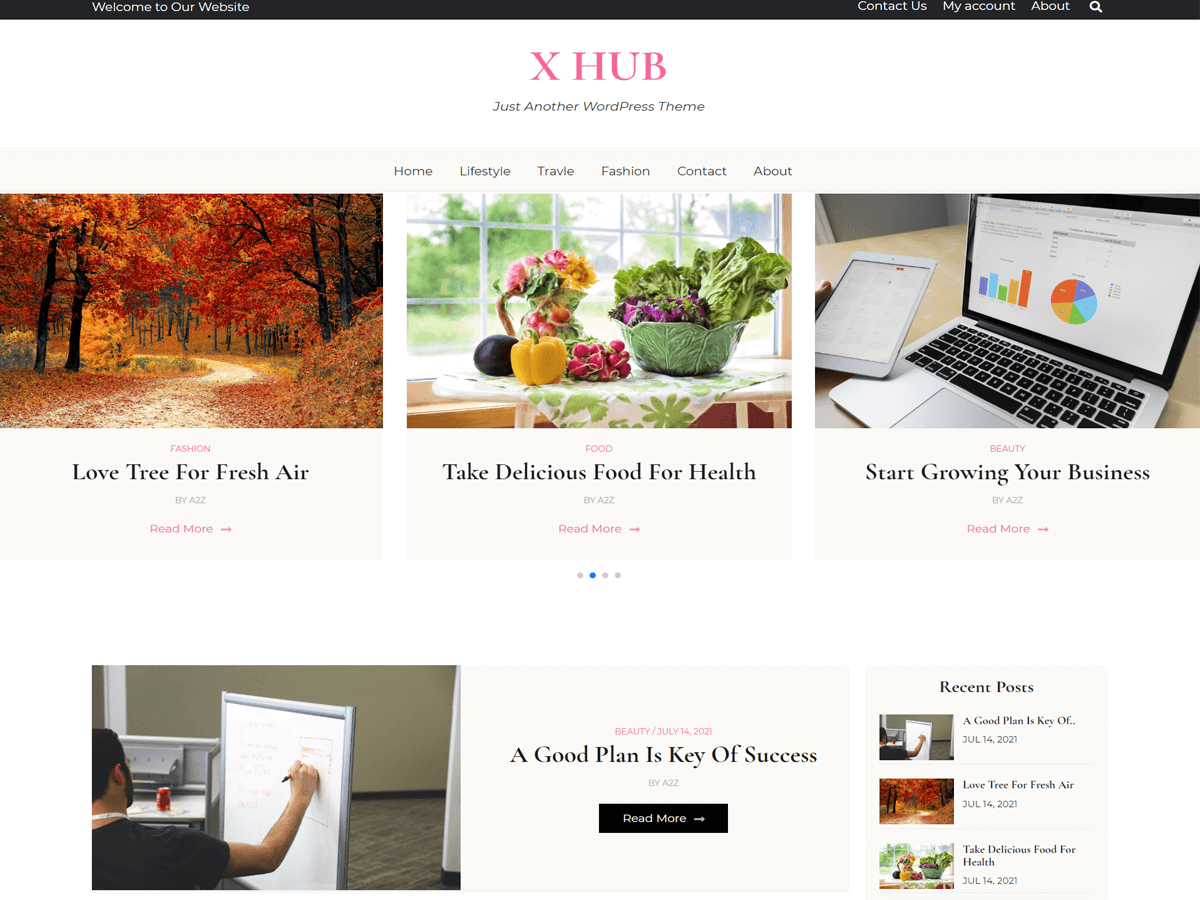 x-hub theme websites examples