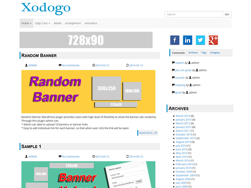 Xodogo theme websites examples