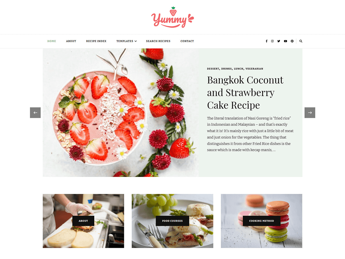 Yummy Recipe website example screenshot