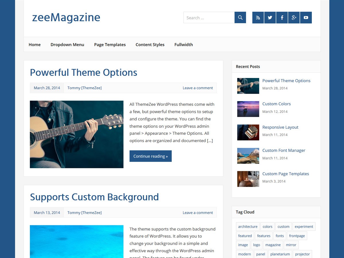 zeeMagazine theme websites examples