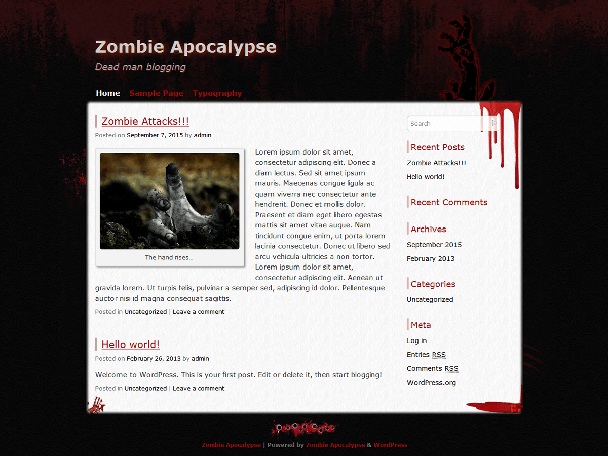 Zombie Apocalypse website example screenshot