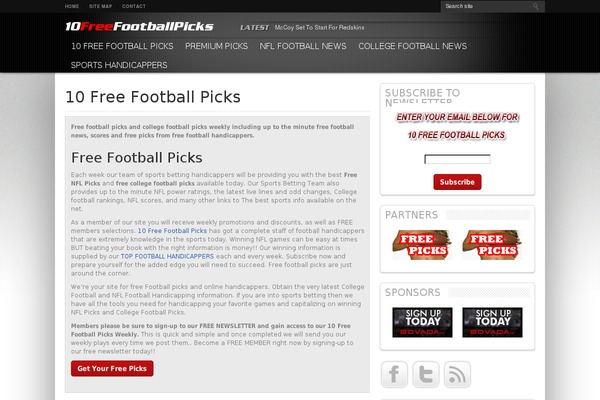 10freefootballpicks.com site used Resportsive