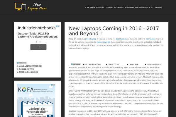 Laptop theme site design template sample