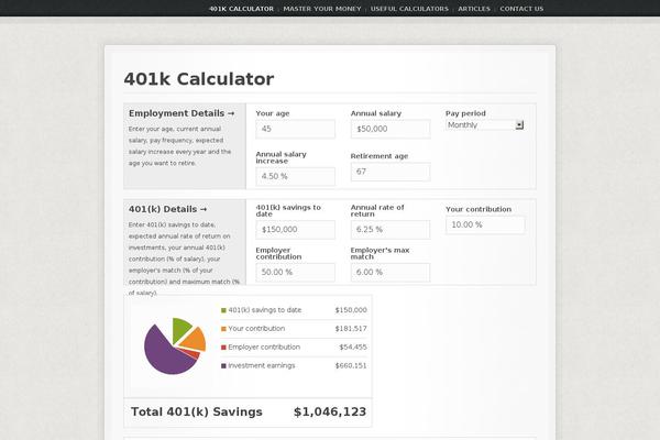 401kcalculator.net site used Premiumpixels